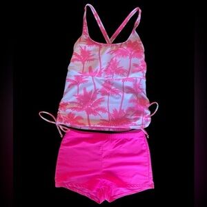 Hot Pink Palm Tree Tankini Set